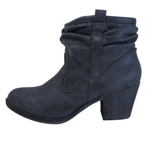 K9 Ankle Boots Women's 9 Grey Faux Leather Slouchy Heeled Pull-on Booties